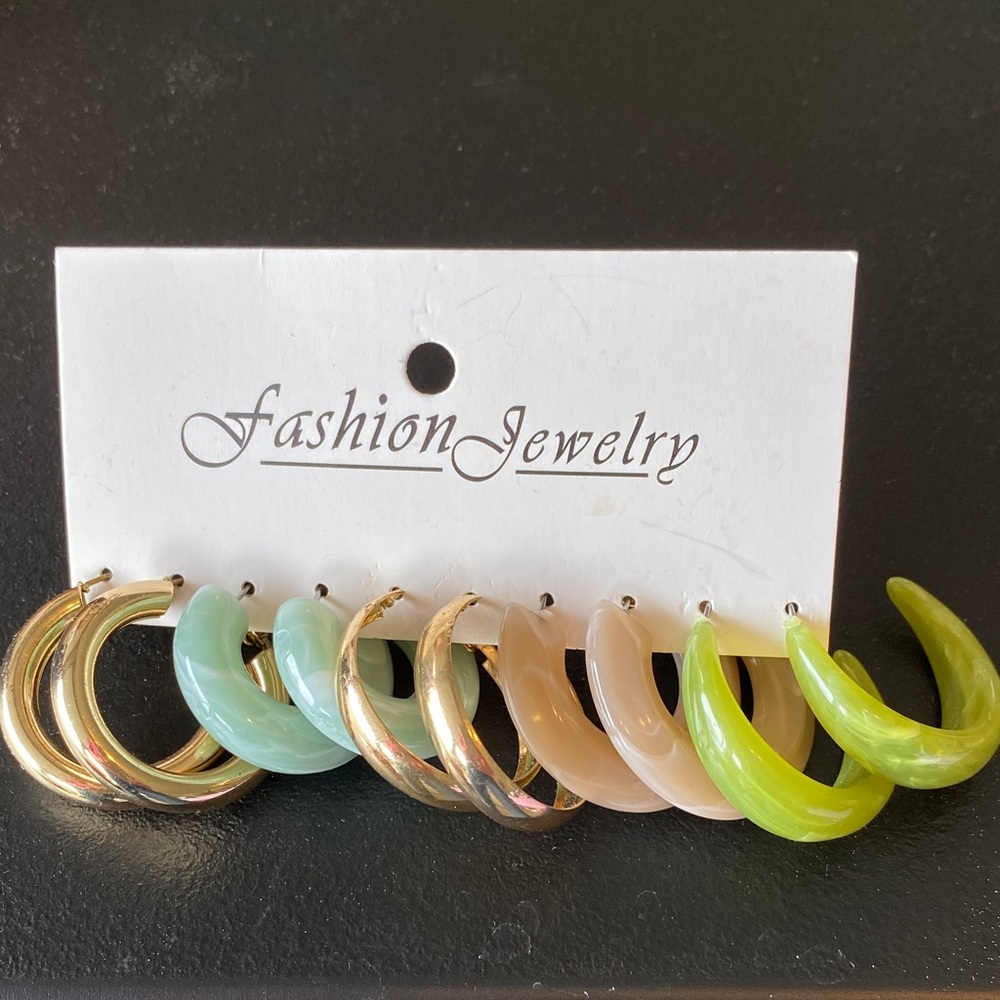 Fashion Jewelry Gold and Pastel Hoop Earrings